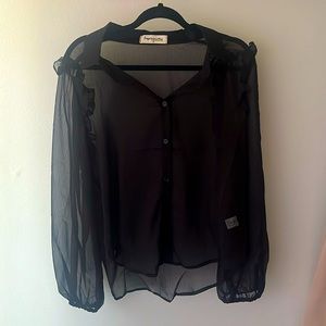 Black See-through, Chiffon Button-UP